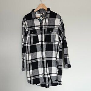 NWT Roxy Button Up Plaid Long Sleeve Shirt Dress - Medium